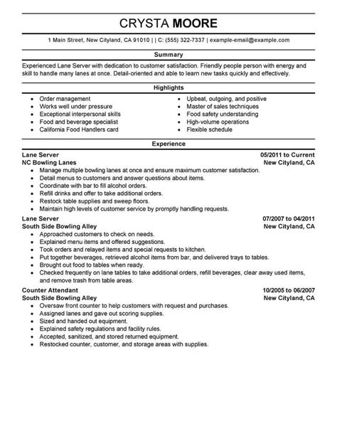 Examples of server resume job experience. Best Lane Server Resume Example | LiveCareer