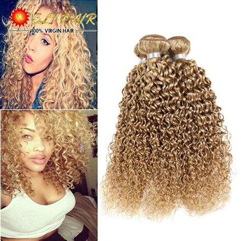 Blonde Brazilian Virgin Hair Kinky Curly Bundles Honey Blonde Human