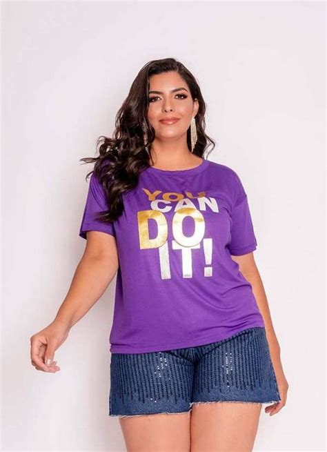 T Shirt Plus Size You Can Do It Roxo Ana Maya Curves