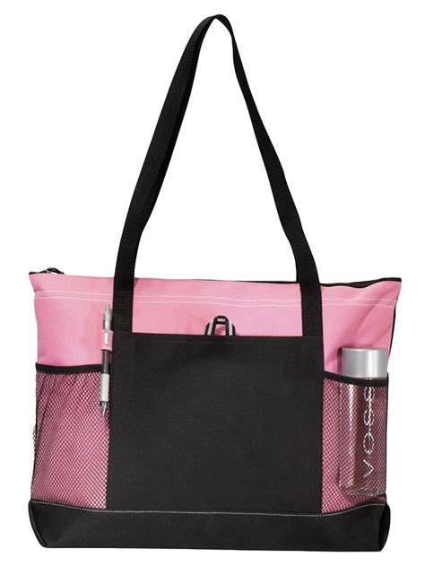 Gemline Shoulder Straps Front Pocket Zippered Tote Bag