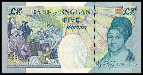 Bank Of Englands 5 Pound Note Featuring Elizabeth Fry Bank Notes