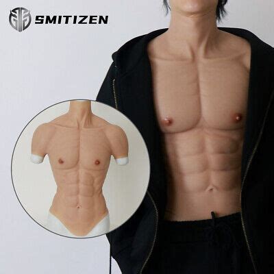 Silicone Muscle Chest Realistic Bodysuit Male Fake Breast Plate Costume