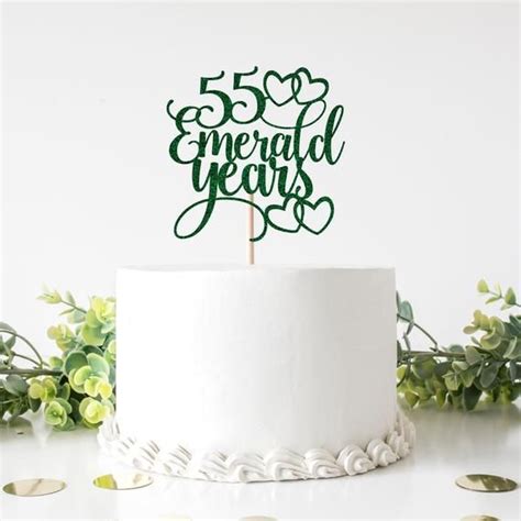 55 Emerald Years 55th Anniversary Glitter Cake Topper In 2020 55th
