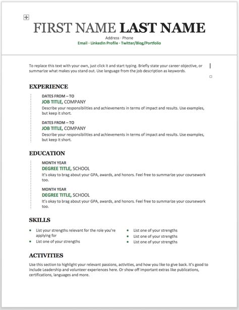 Free Printable Resume Forms