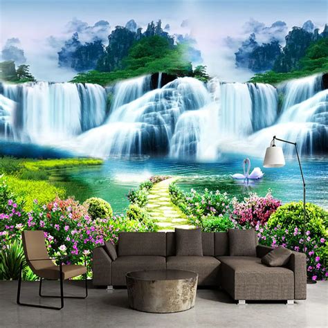 Photo Wallpaper 3d Stereo Waterfalls Nature Scenery Mural Living Room