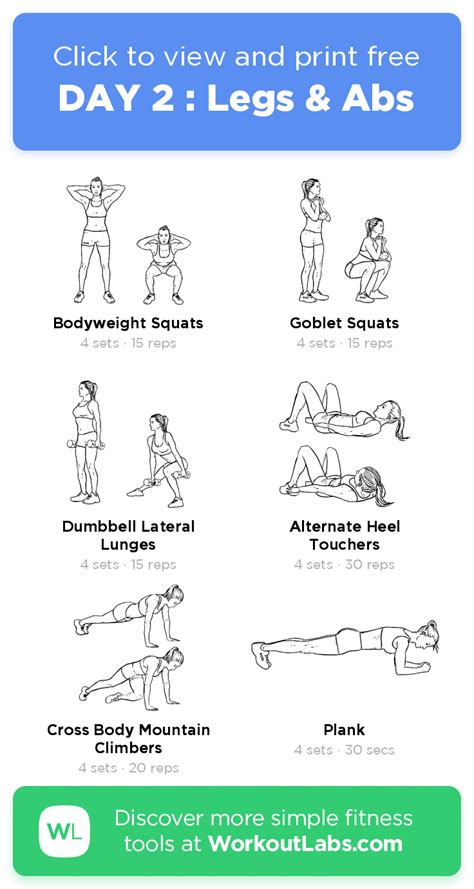 Day 2 Legs And Abs · Workoutlabs Fit Free Workouts Abs Workout Leg
