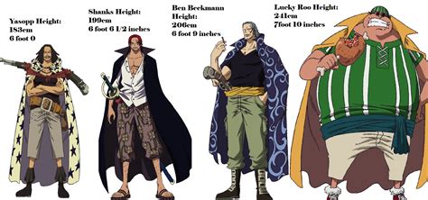 Official Heights Of The Red Hair Pirates Main Members Including Shanks