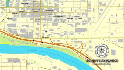 Sioux City Iowa Us Printable Vector Street City Plan Map Full