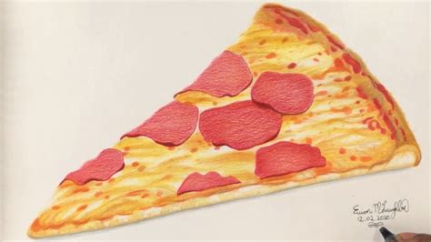 How To Draw A Slice Of Pepperoni Pizza With Color Pencils Youtube