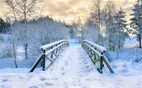 Download Bridge Park Snow Photography Winter Hd Wallpaper