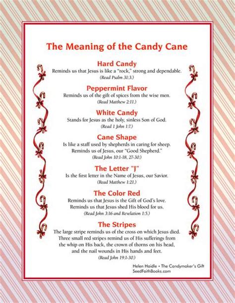 Candy cane poem about jesus (free printable pdf handout) christmas story object lesson for kids. Meaning of the Candy Cane - PDF | Seed Faith Books
