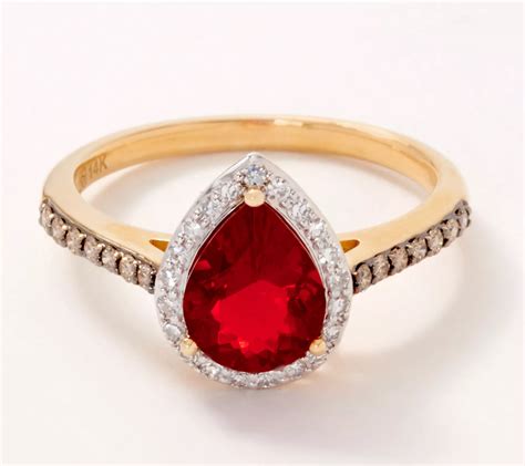 Mexican Red Fire Opal And Diamond 14K Gold Ring 4 5cttw QVC Com