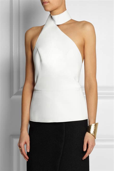 Dion Lee Bonded Tech Jersey Halterneck Top In White Lyst