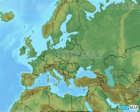 StepMap Europa 2 ohne Ländernamen Relief 11 09 19 gh Landkarte
