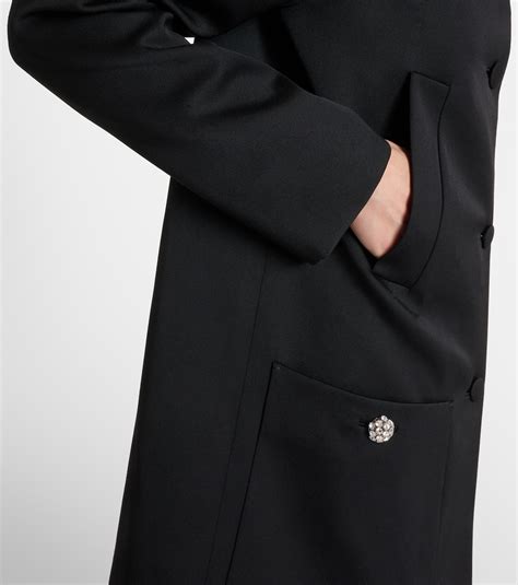 Satin Trimmed Virgin Wool Coat In Black Prada Mytheresa