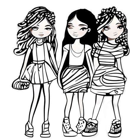 Cute Girls Fashion Modern Trendy Coloring Book · Creative Fabrica