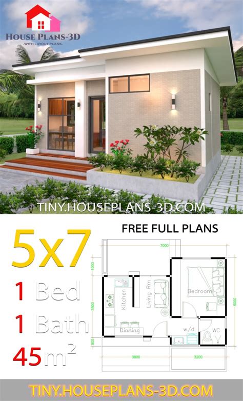 Small Design Plans 5x7 With One Bedroom Shed Roof Samphoas Plan