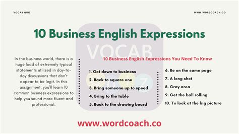10 Business English Expressions Vocab Quiz