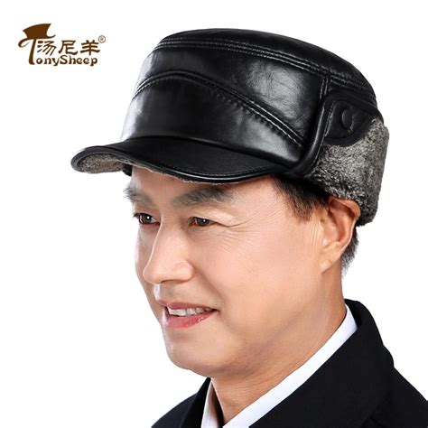 Genuine Leather Hat Male Quinquagenarian Male Winter Hat Ear Mens
