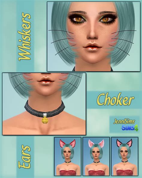 Jennisims Downloads Sims 4 New Mesh Kitty Set Accessory Whiskers