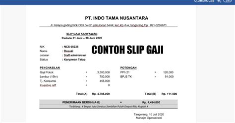 Dengan slip gaji inilah anda akan mengetahui jumlah gaji secara terperinci. Contoh Slip Gaji Perusahaan Cv - Guru Paud