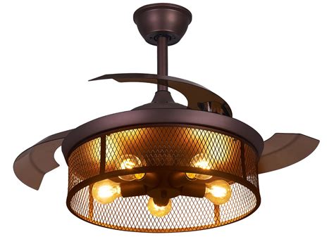Buy Dafologia Caged Ceiling Fan With Light 42 Industrial Retractable