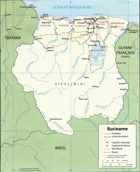Sraːˈnaŋ), ist ein staat in südamerika. Surinam Map Fr • Mapsof.net