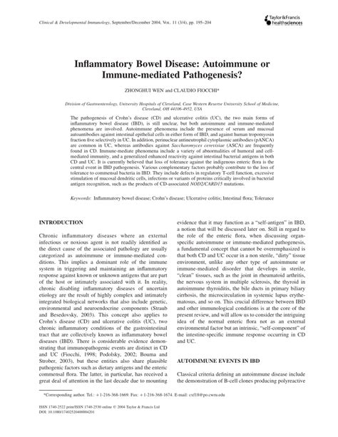 Pdf Inflammatory Bowel Disease Autoimmune Or Immune Mediated