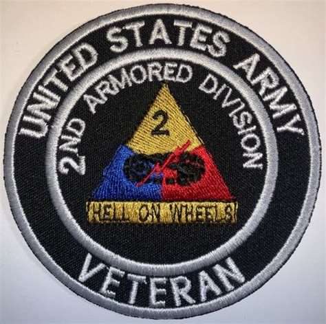 Us Army 2nd Armored Division Hell On Wheels Veteran Patch Hook And Sew