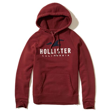 Hollister Logo Graphic Hoodie In Red For Men Lyst