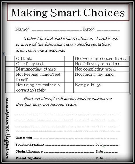 Making Good Choices Worksheets