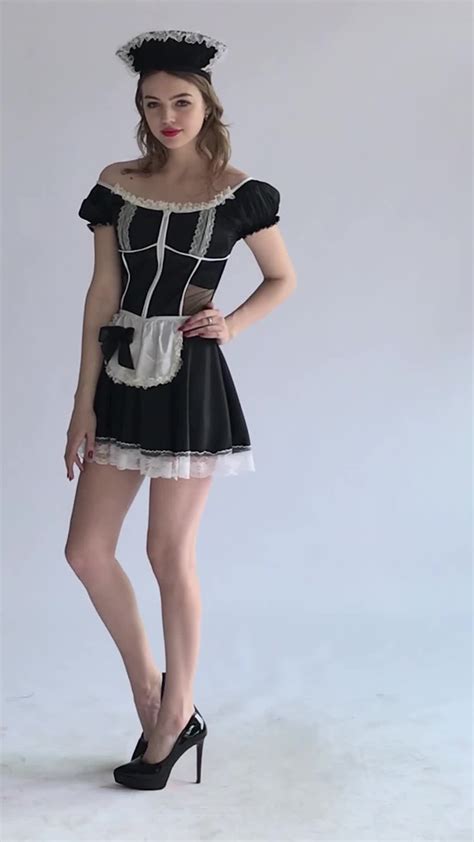 High Quality Black Sexy Adult Cosplay Halloween French Maid Costume For Free Download Nude
