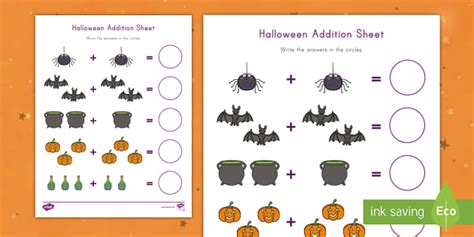 Halloween Themed Addition Activity Printable Resource