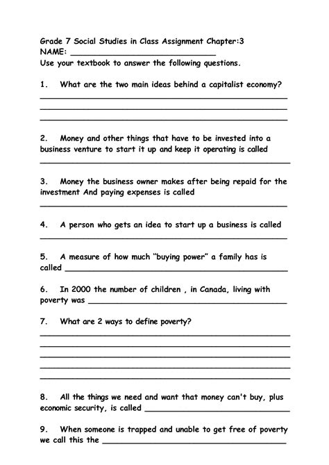 3rd Grade Social Studies Worksheet