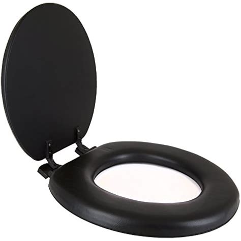 Premium Black Soft Padded Toilet Seat Cushioned Standard Round Cover