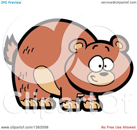 Clipart Of A Cartoon Happy Brown Grizzly Bear Smiling