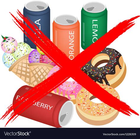 No Eat Sweet Drinks And Sweet Food Royalty Free Vector Image
