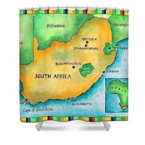 Map Of South Africa Shower Curtain By Jennifer Thermes