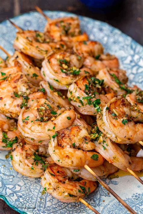 Grilled Shrimp Recipe With Roasted Garlic Herb Sauce Easy Healthy