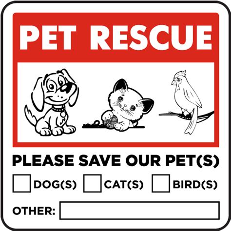 Please select petrescue id pet name group article. Please Save Our Pets Sticker F8117 - by SafetySign.com