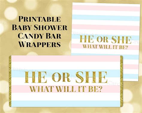 Printable Candy Bar Wrapper Gender Reveal Baby Shower Pink Etsy