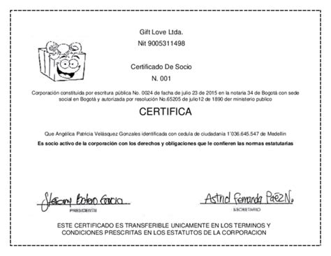 Certificado A Socios O Accionistas 2013