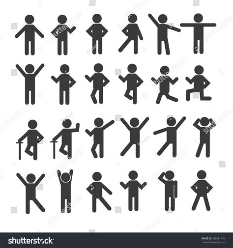 People Person Basic Body Posture Stick Figure Pictogram Icon Action