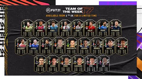 Fifa 21 road to glory fifa 21 squad builders fifa 21 pack openings fifa 21 fut champions fifa 21 division rivals. The FIFA 21 Ultimate Team ToTW: Week 17 (January 20) | Gamepur