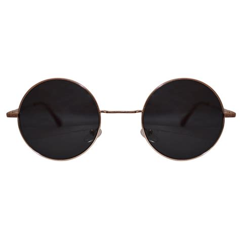 Round Hippie Sunglasses Gray Lenses Gold Frame