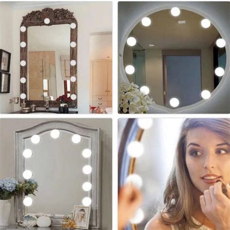 The picture frame hold the vanity lights. US/EU/UK Plug Makeup Mirror Vanity LED Light Bulbs Kit USB ...
