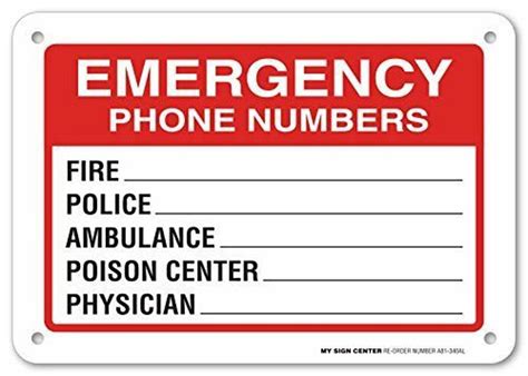 emergency phone numbers safety sign fire police ambulance etsy