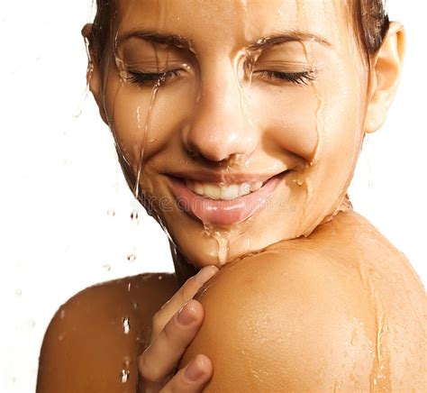 Woman Face With Water Drop Stock Photo Image Of Healthy