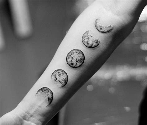 Black And Grey Phases Of The Moon Tattoo On Right Forearm Moon Tattoo