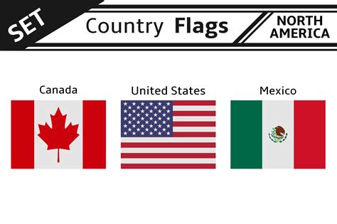 Set Countries Flags North America Pre Designed Photoshop Graphics